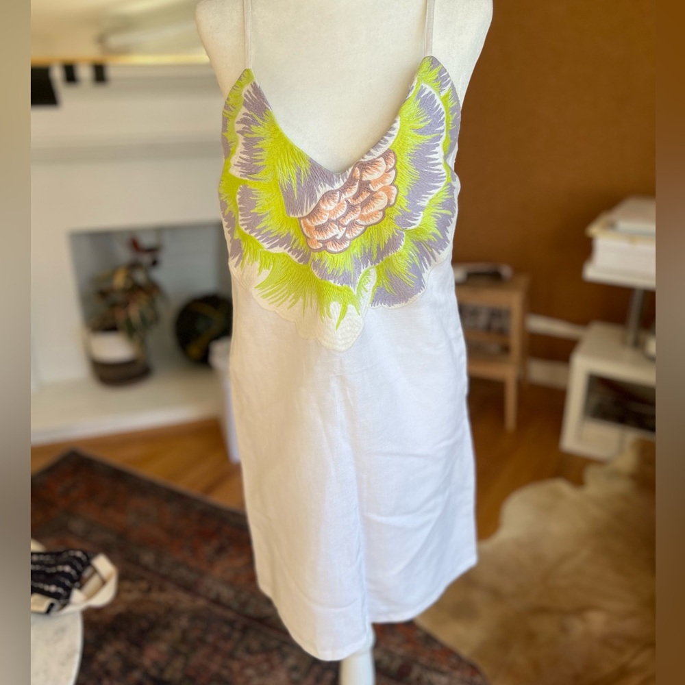Mara Hoffman Embroidered Floral Linen Mini Dress